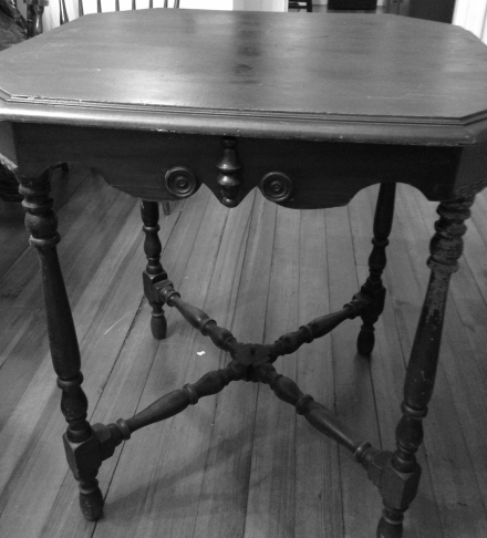 Antique Table Before Restoration B&W